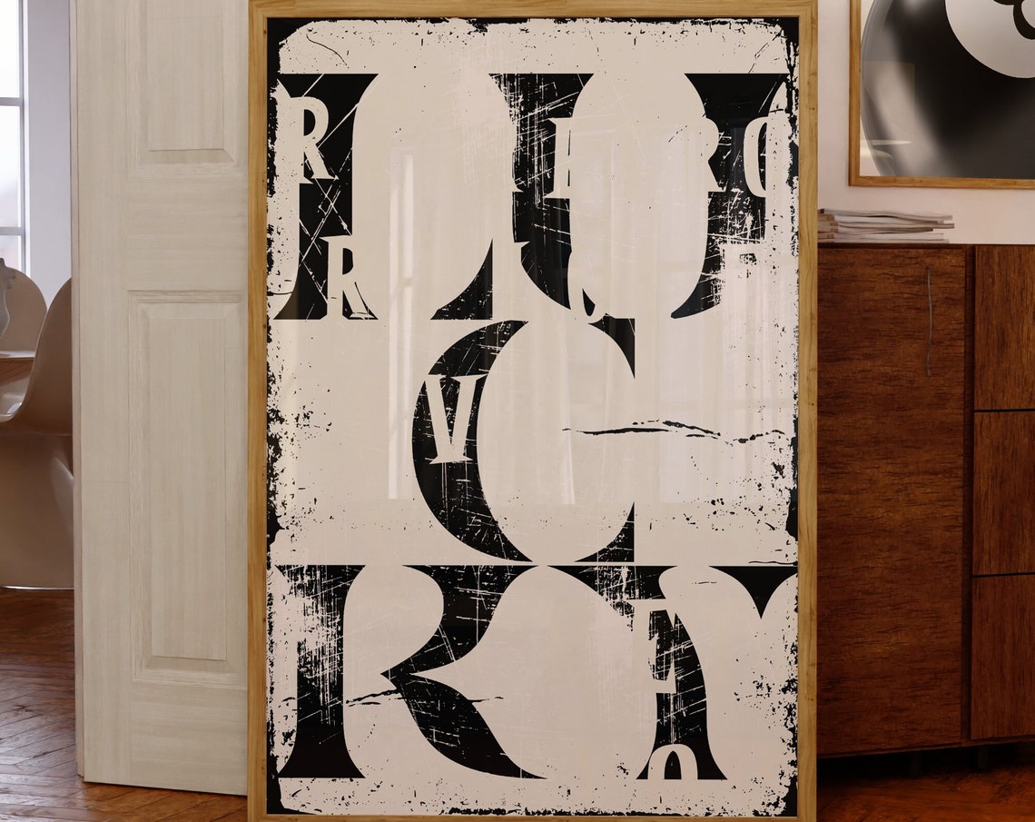 Lucky Distressed Black Grunge Typography Statement Wall Poster