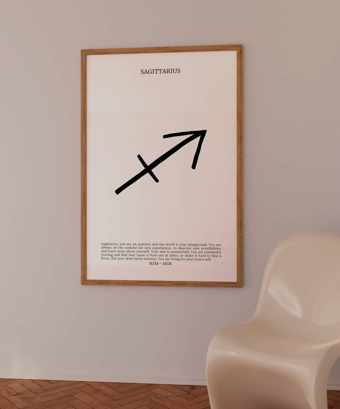 Sagittarius Zodiac Sign Minimal Black White Astrology Star Poster - Image 2