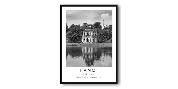 Hanoi Vietnam Black And White Minimalist Cityscape Art Print