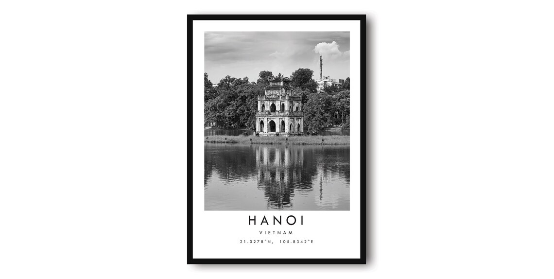 Hanoi Vietnam Black And White Minimalist Cityscape Art Print