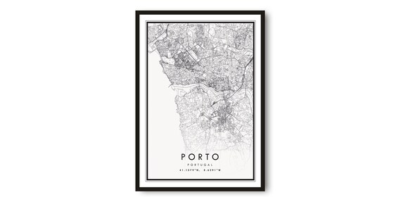 Porto Portugal Map Art Print, Minimalist City Poster