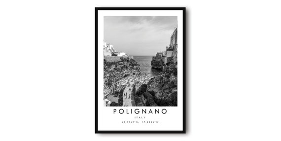 Polignano Italy Black And White Travel Poster