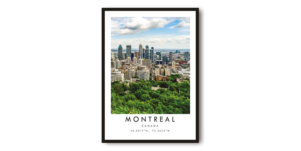 Montreal Canada Skyline Minimalist Black And White City Poster