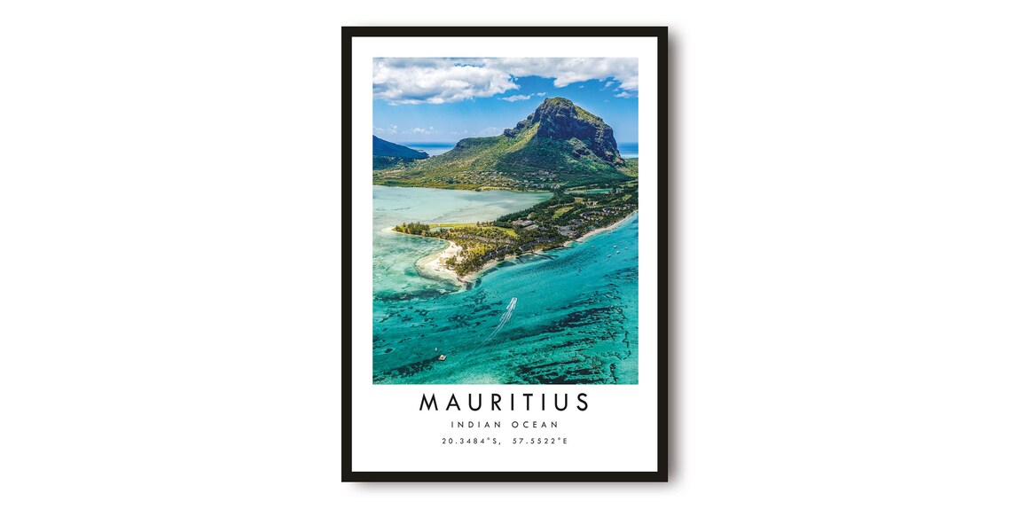 Mauritius Minimalist Travel Poster, Island Wall Art