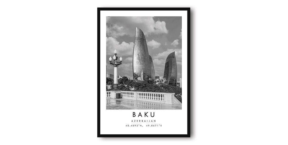 Baku Azerbaijan Minimalist Travel Poster Print