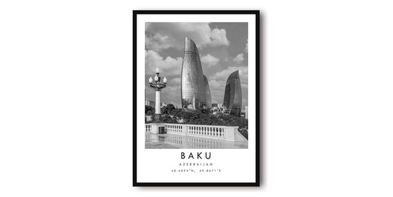 Baku Azerbaijan Minimalist Travel Poster Print