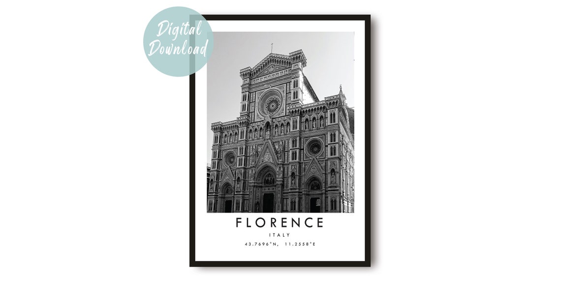 Florence Cathedral Italy Black and White Photography Travel Poster