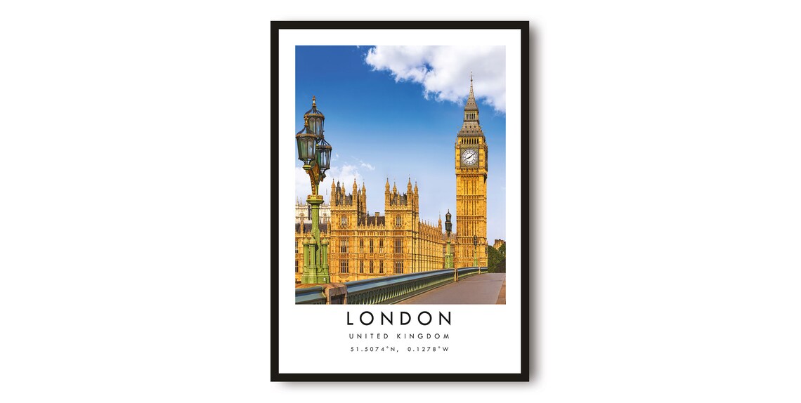 London Travel Poster, England City Wall Art Print