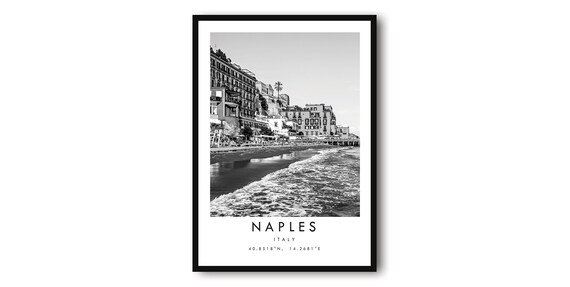 Naples Italy Black And White Travel Poster