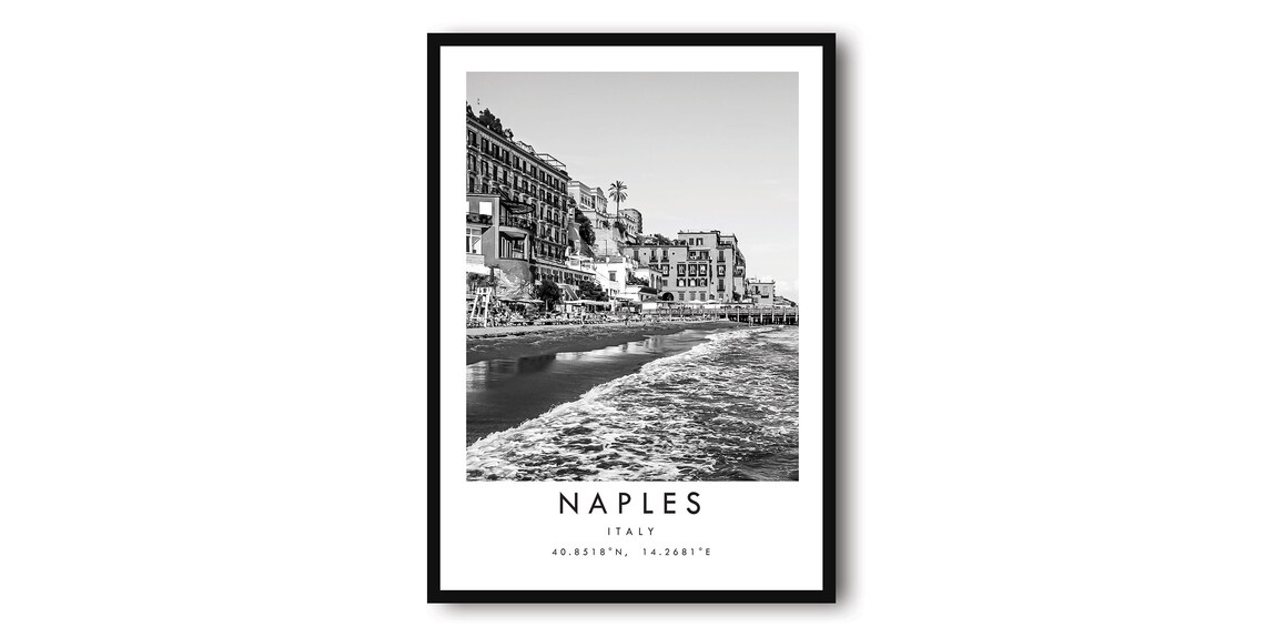 Naples Italy Black And White Travel Poster