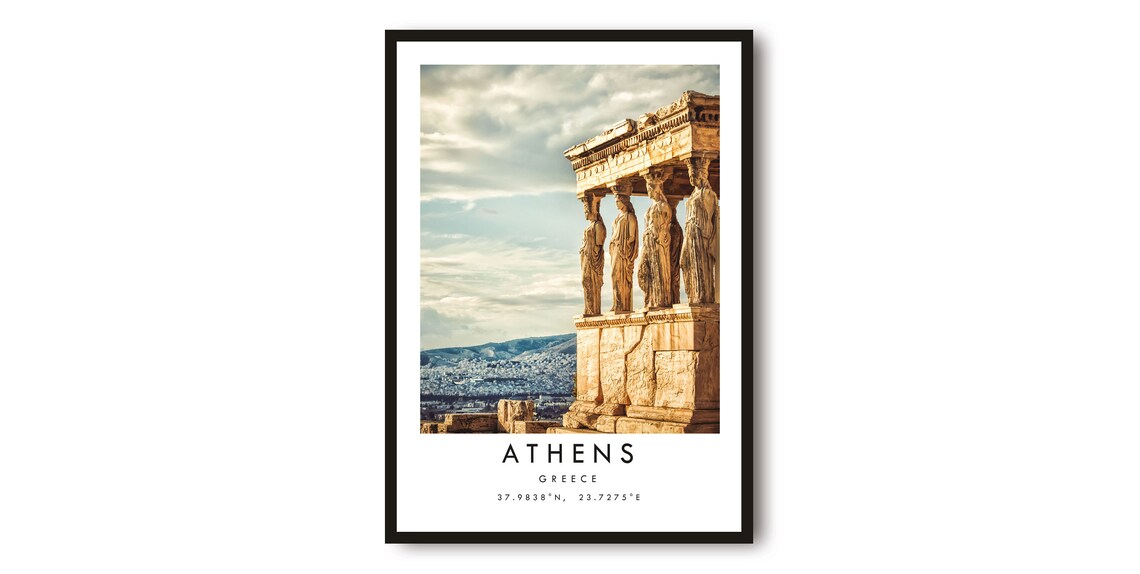 Athens Greece Travel Poster, European Wall Decor