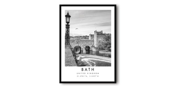 Bath England Black And White Travel Poster