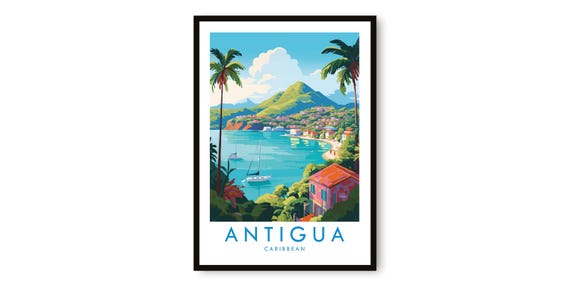 Antigua Travel Poster Caribbean Island Art Print