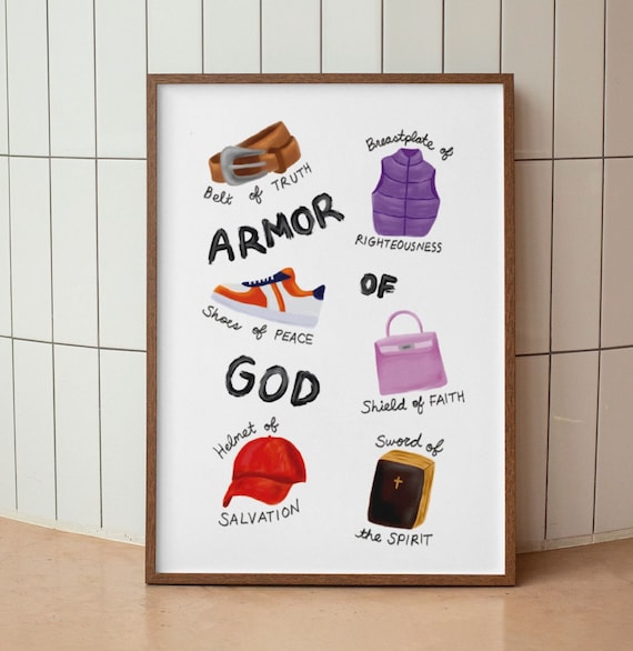 Armor Of God Aesthetic Christian Wall Art Ephesians 6 Modern Bible Verse Art Print Biblical Scripture Art Colorful Christian Girl Poster