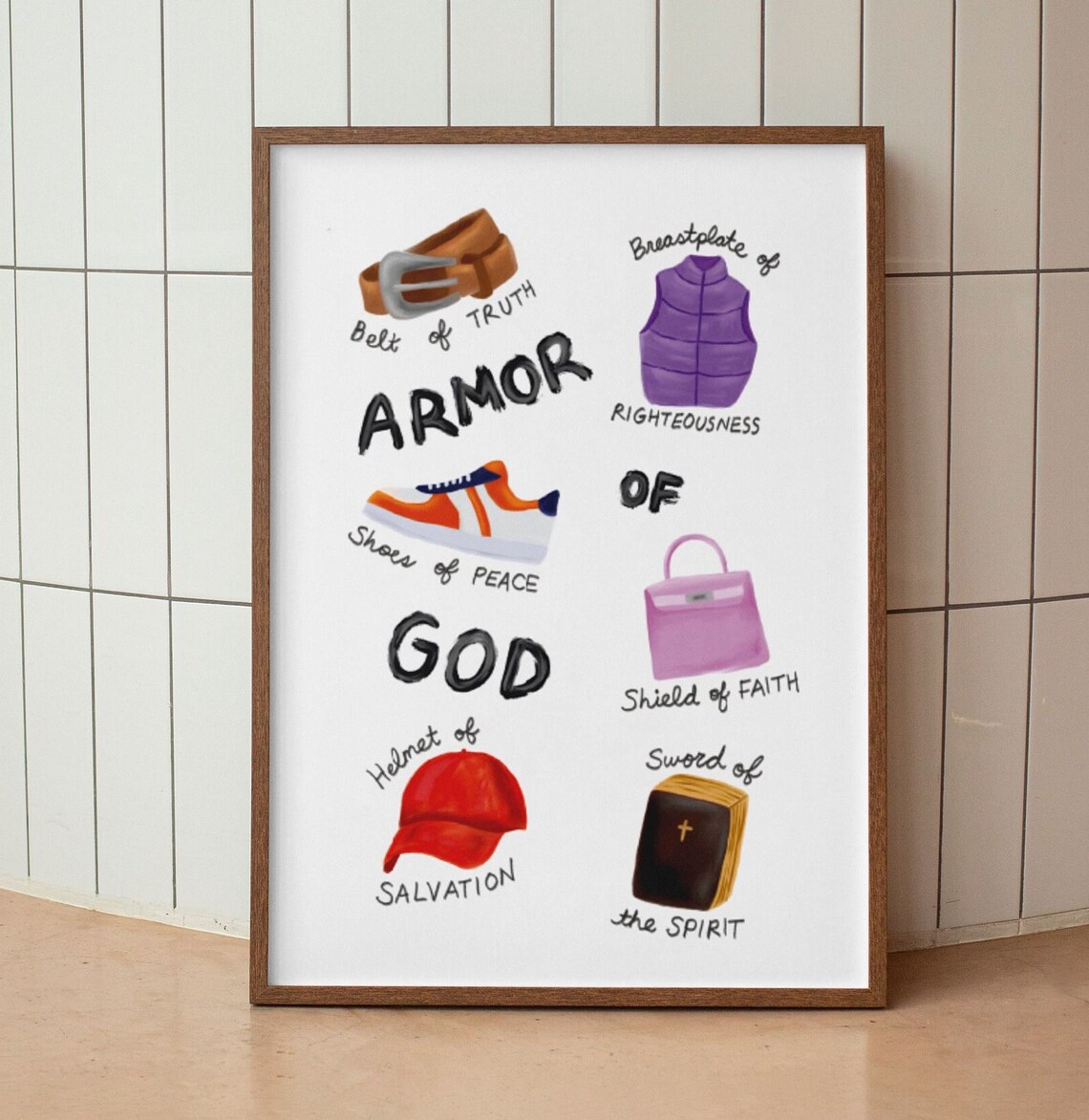 Armor Of God Ephesians 6 Illustrated Kids Modern Faith Poster