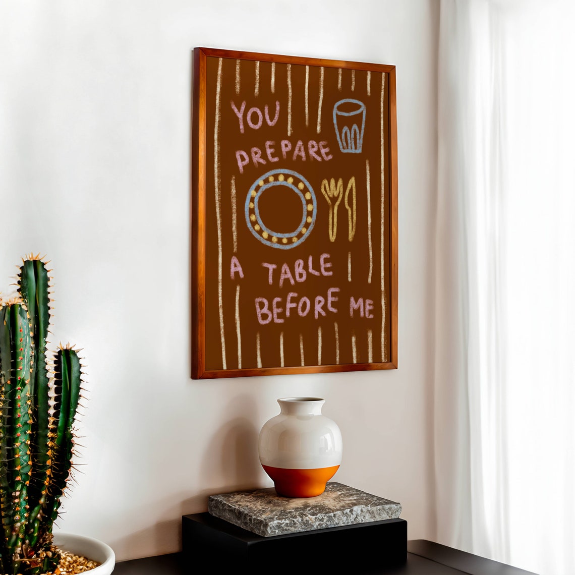 You Prepare A Table Before Me Psalm 235 Chalk Kitchen Poster - Image 2