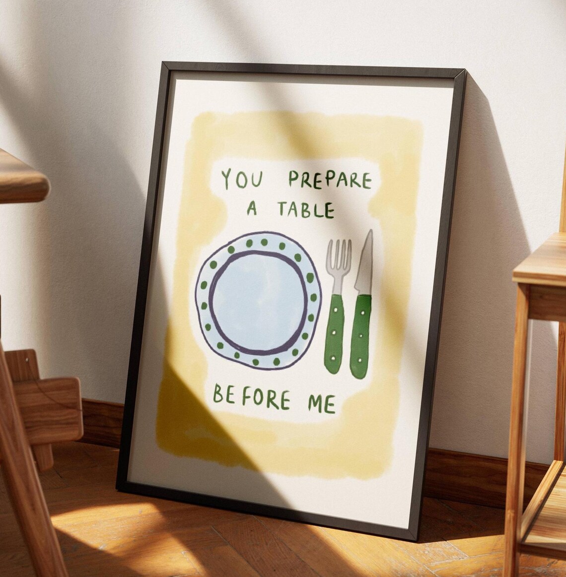 Psalm 23 You Prepare a Table Before Me Watercolor Kitchen Faith Poster - Image 3