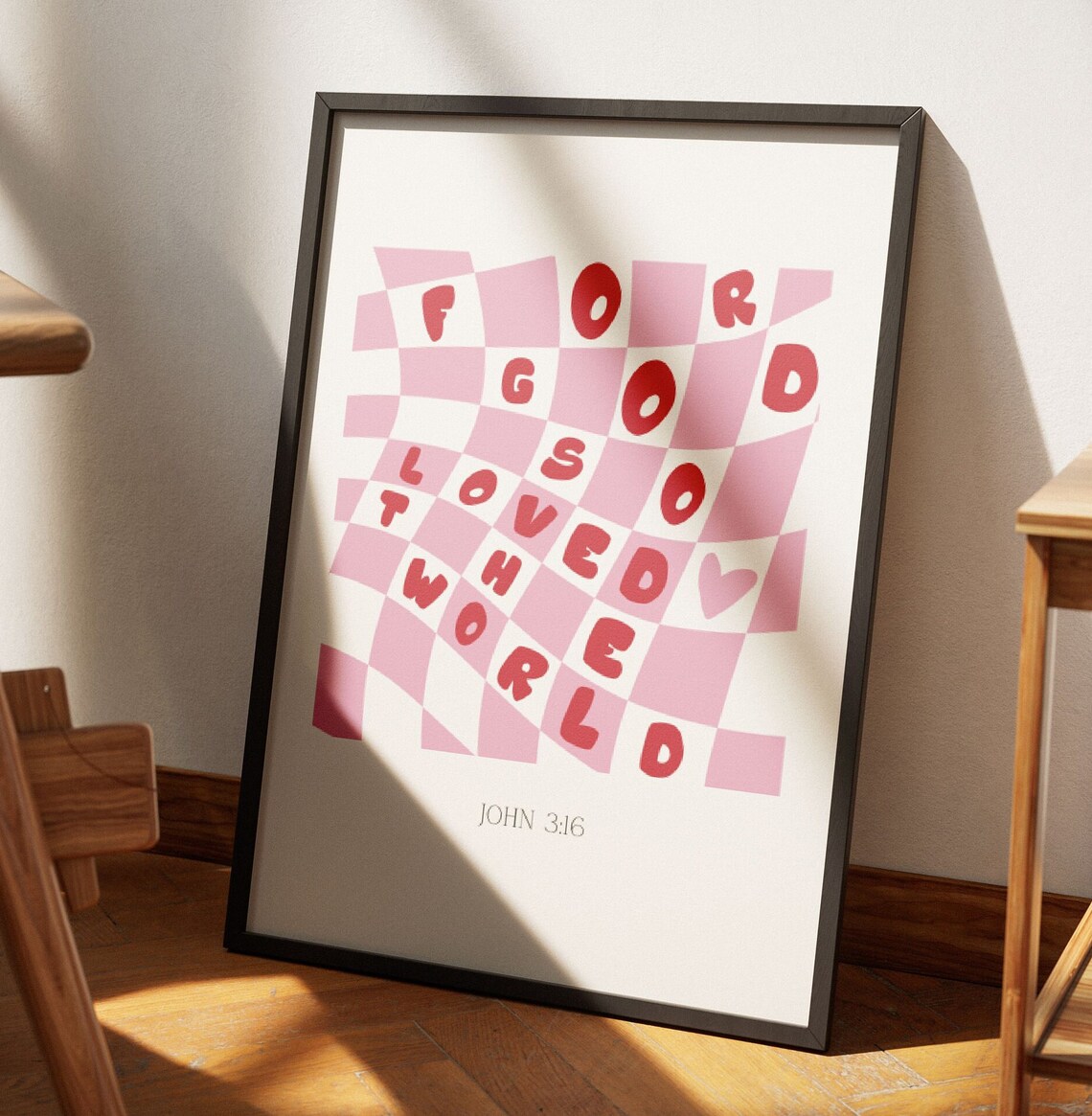 For God So Loved the World, Retro Scripture Art Print - Image 3