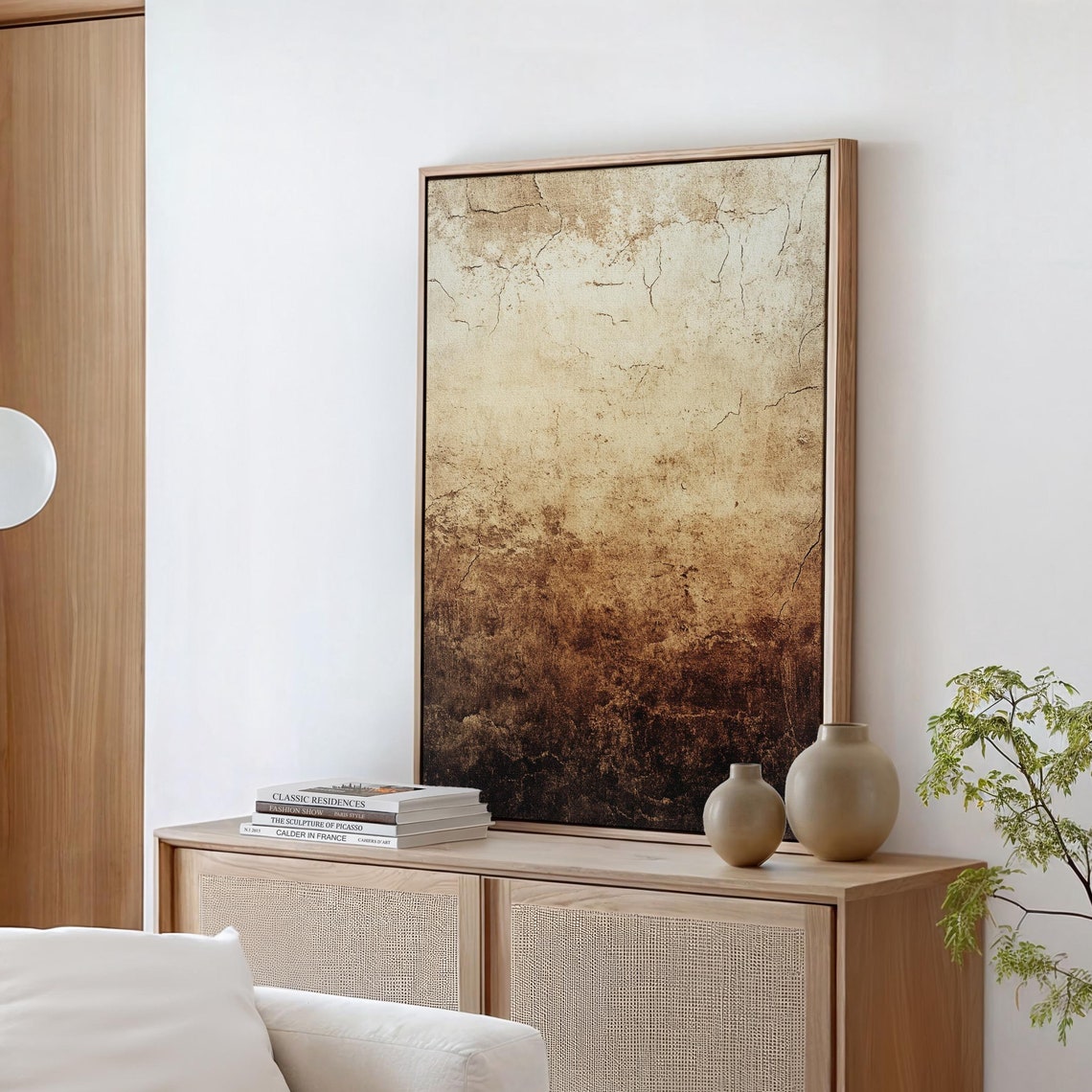 Rustic Earthy Beige And Brown Textured Abstract Grunge Wall Art