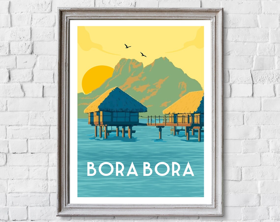Bora Bora Retro Travel Poster, Vintage Art Print - Image 2