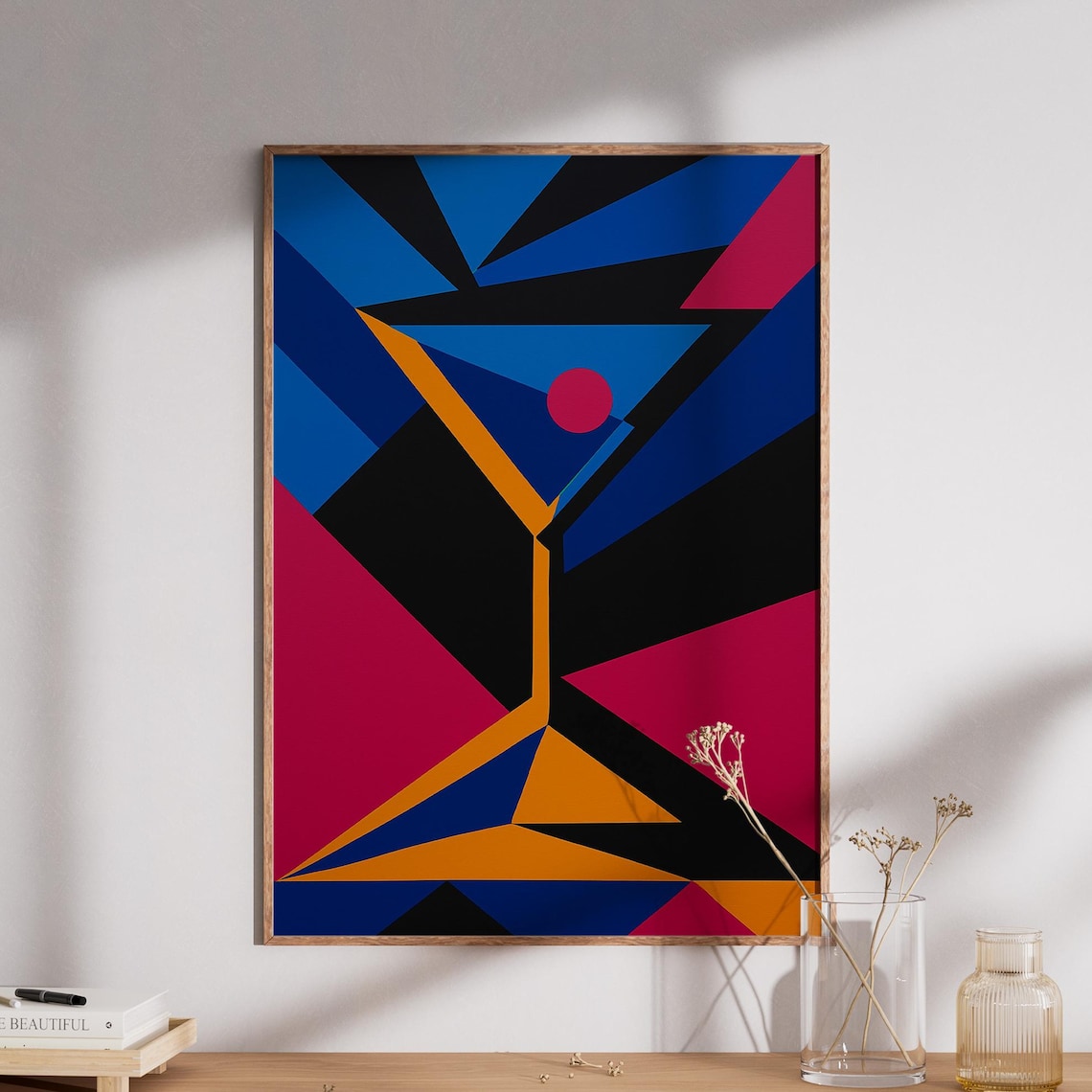 Geometric Martini Glass Abstract Bold Color Block Cocktail Poster