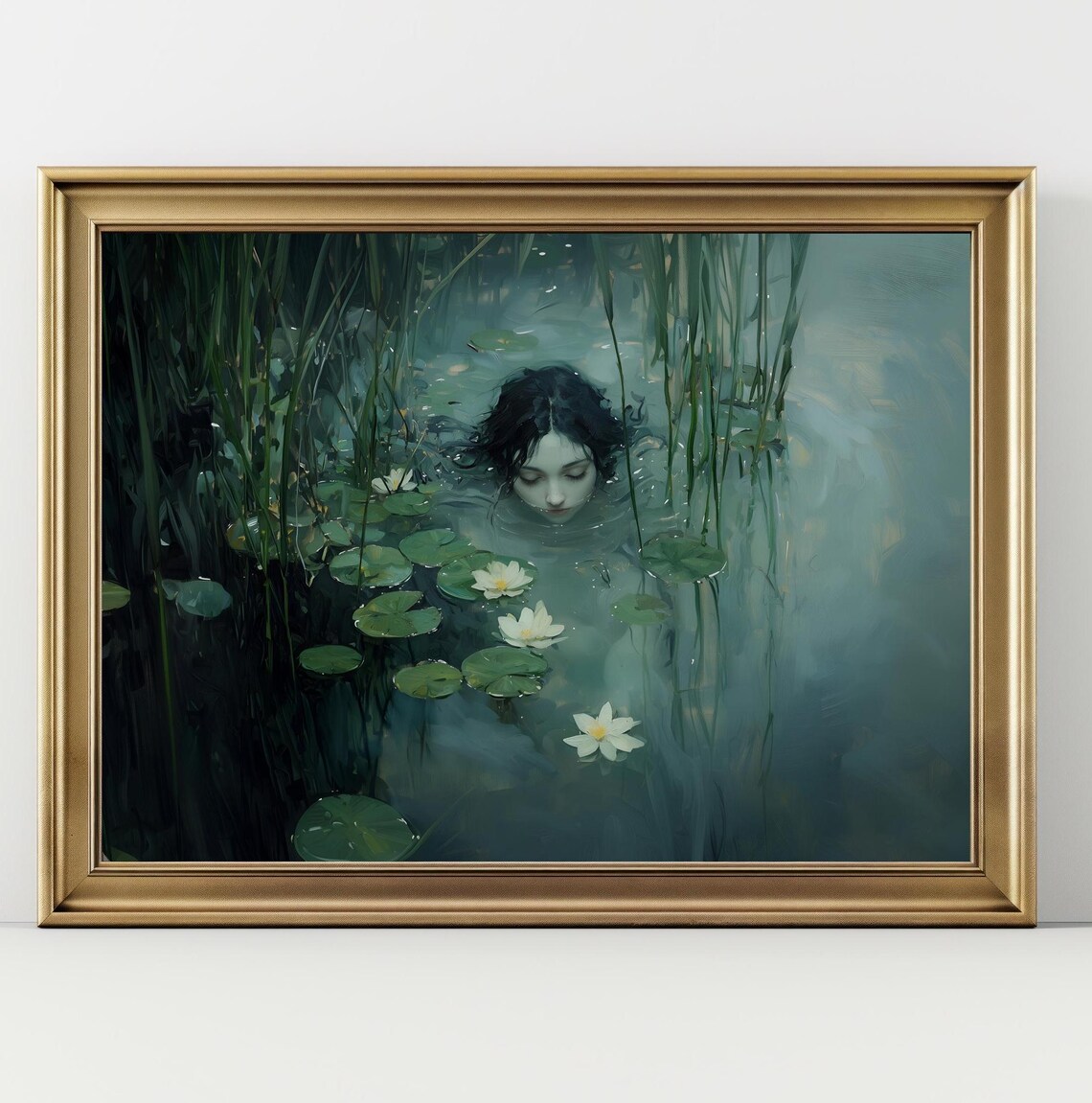 Ophelia Dark Academia Art Print, Gothic Lake - Image 3