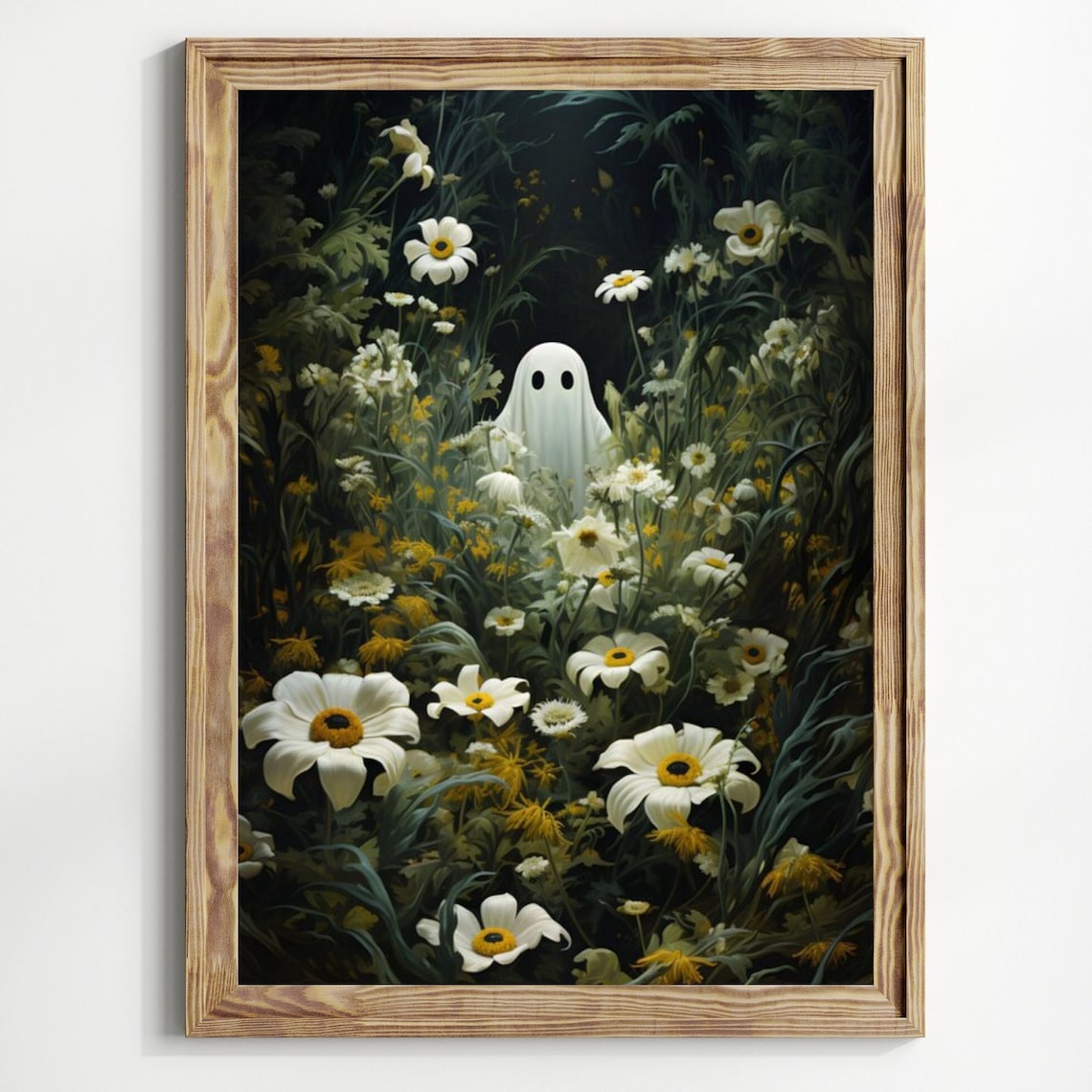 Cute Ghost Dark Academia Gothic Halloween Art Print - Image 3