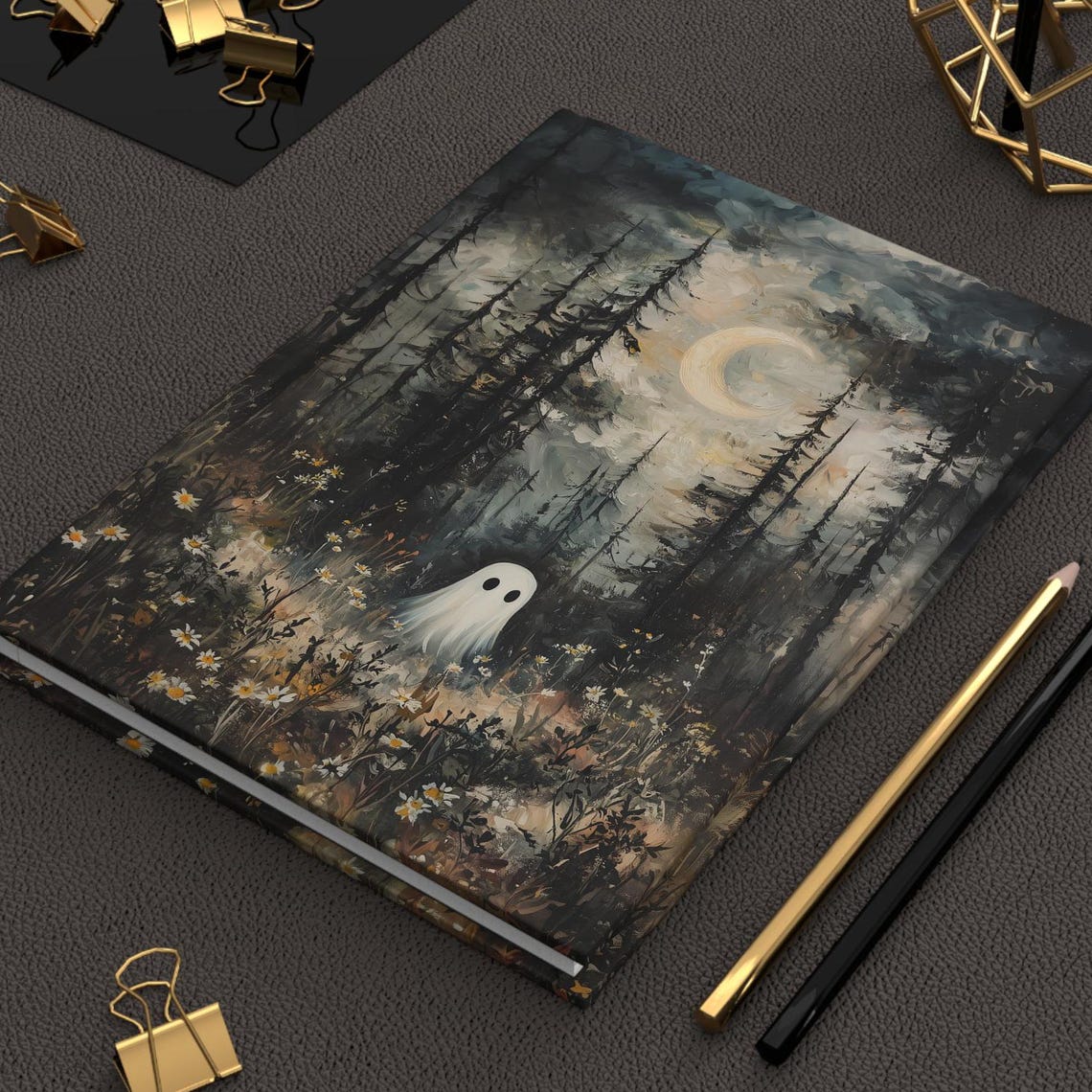 Ghost Dark Academia Aesthetic Notebook Vintage Style Hardcover Journal Dark Decor Aesthetic Dark Cottagecore Gothic Notebook Gift