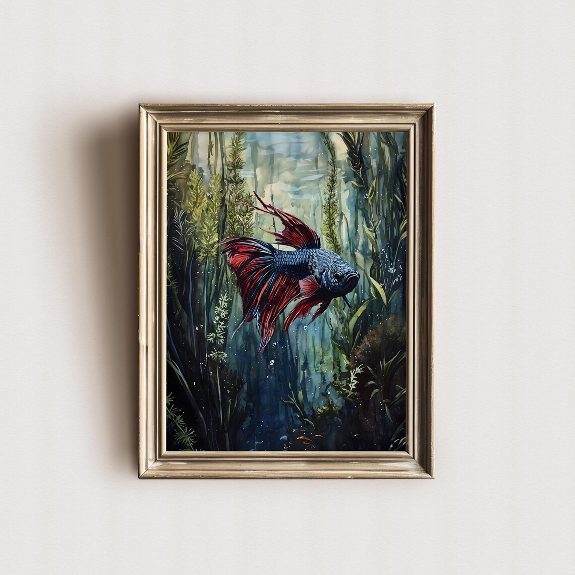 Aquarell Betta Fisch Painting Betta Fish Watercolor Print Of Fish Aquarium Painting Betta Art Aquarium Lover Gift For Betta Fisch Owner - Image 2