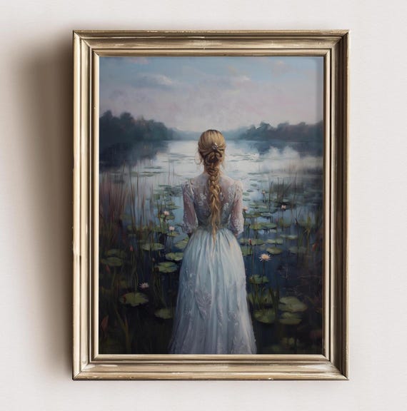 Ophelia Dark Academia Print The Lake Goth Moody Victorian Wall Art Dark Decor Aesthetic Dark Cottagecore Gothic Prints Into Lake