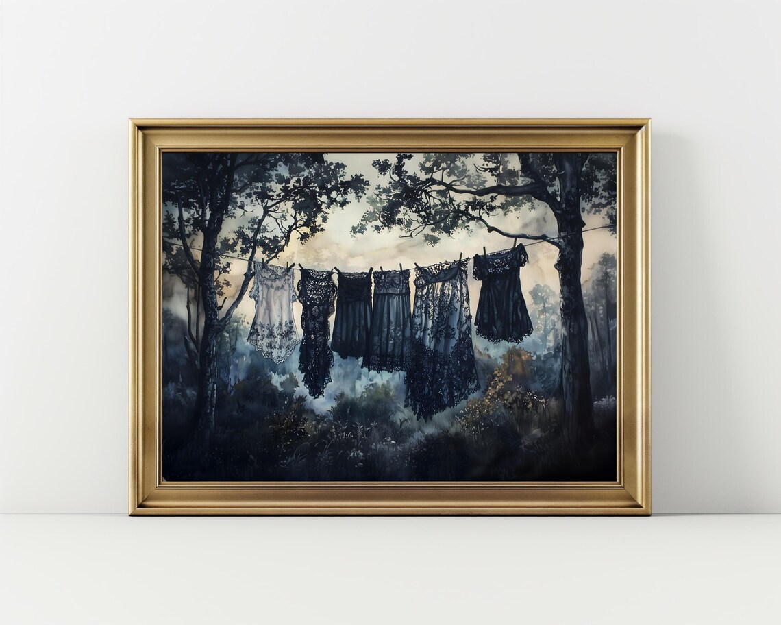 Laundry On A Line, Gothic Victorian Art Print - Image 2
