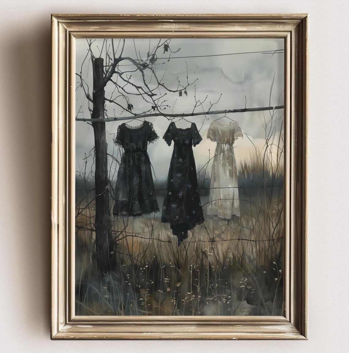 Laundry On A Line Gothic Victorian Decor Art Print