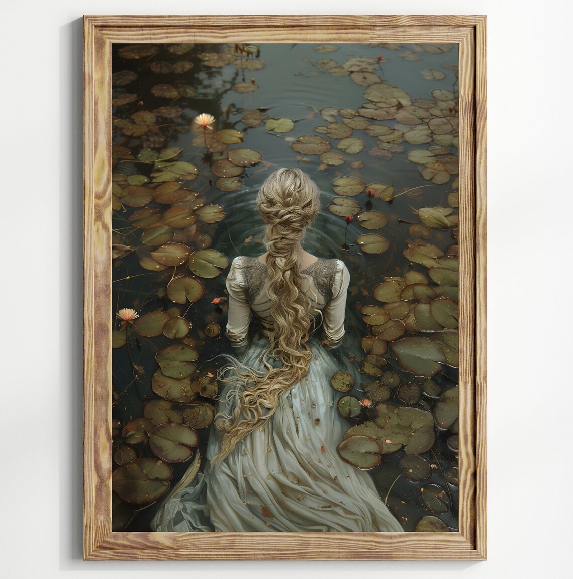 Ophelia Lake Gothic Art Print, Dark Academia Style