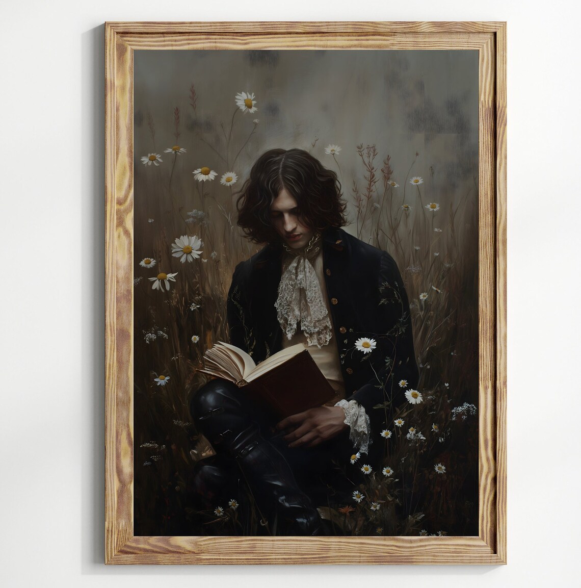 Victorian Gentleman Bookish Art Print, Dark Vintage