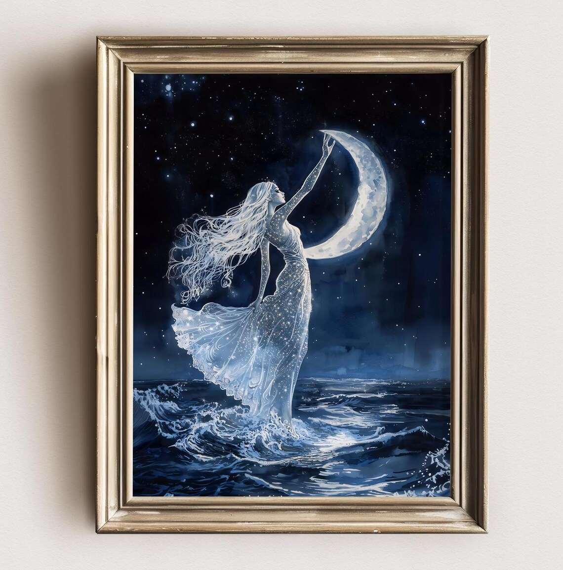 Selene Goddess of the Moon, Dark Academia Art Print