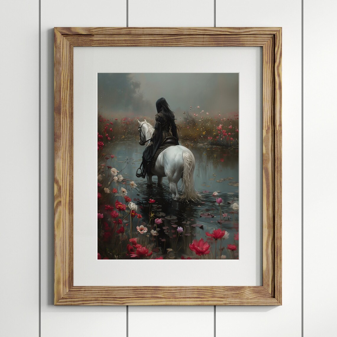 Horse Into Lake Dark Academia Gothic Art Print - Image 2