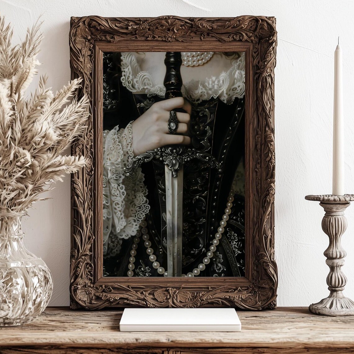 Victorian Woman With Sword, Gothic Wall Art Print - Image 2