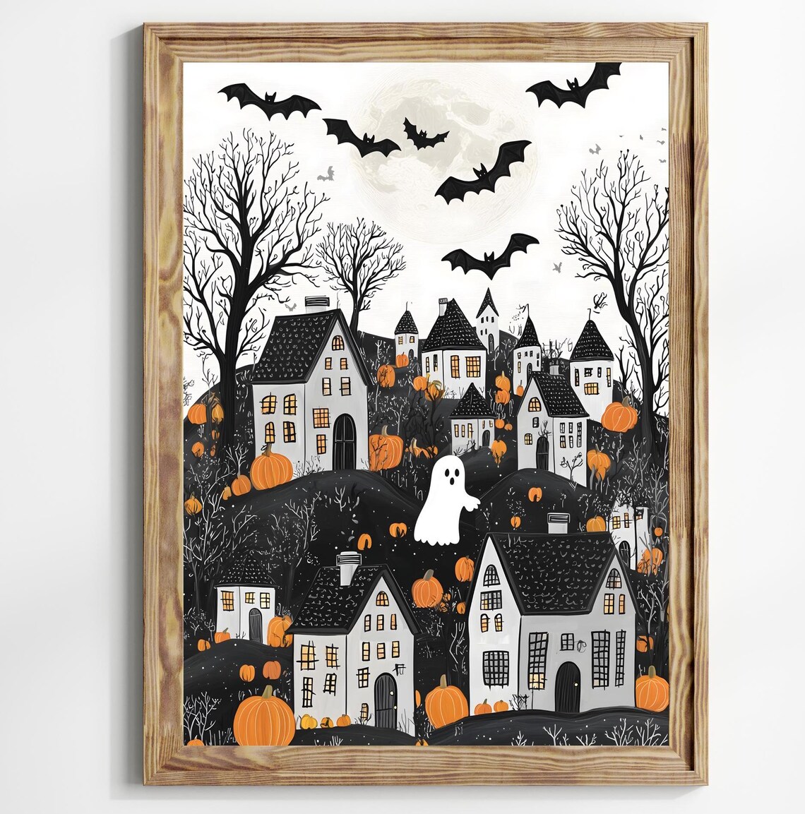 Halloween Town Folk Art Halloween Poster Print