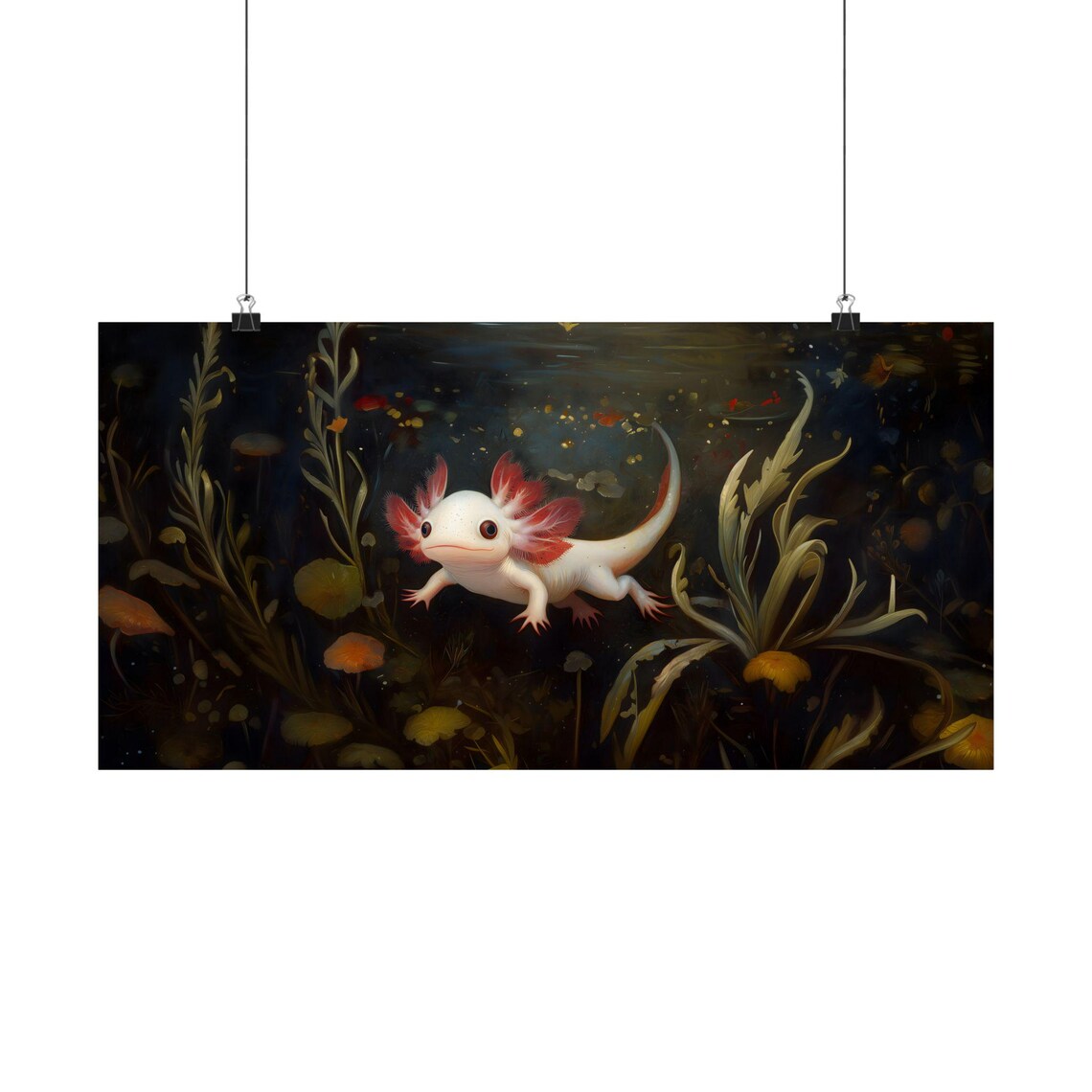 Axolotl Goth Waterdragon Art Print, Dark Academia - Image 3