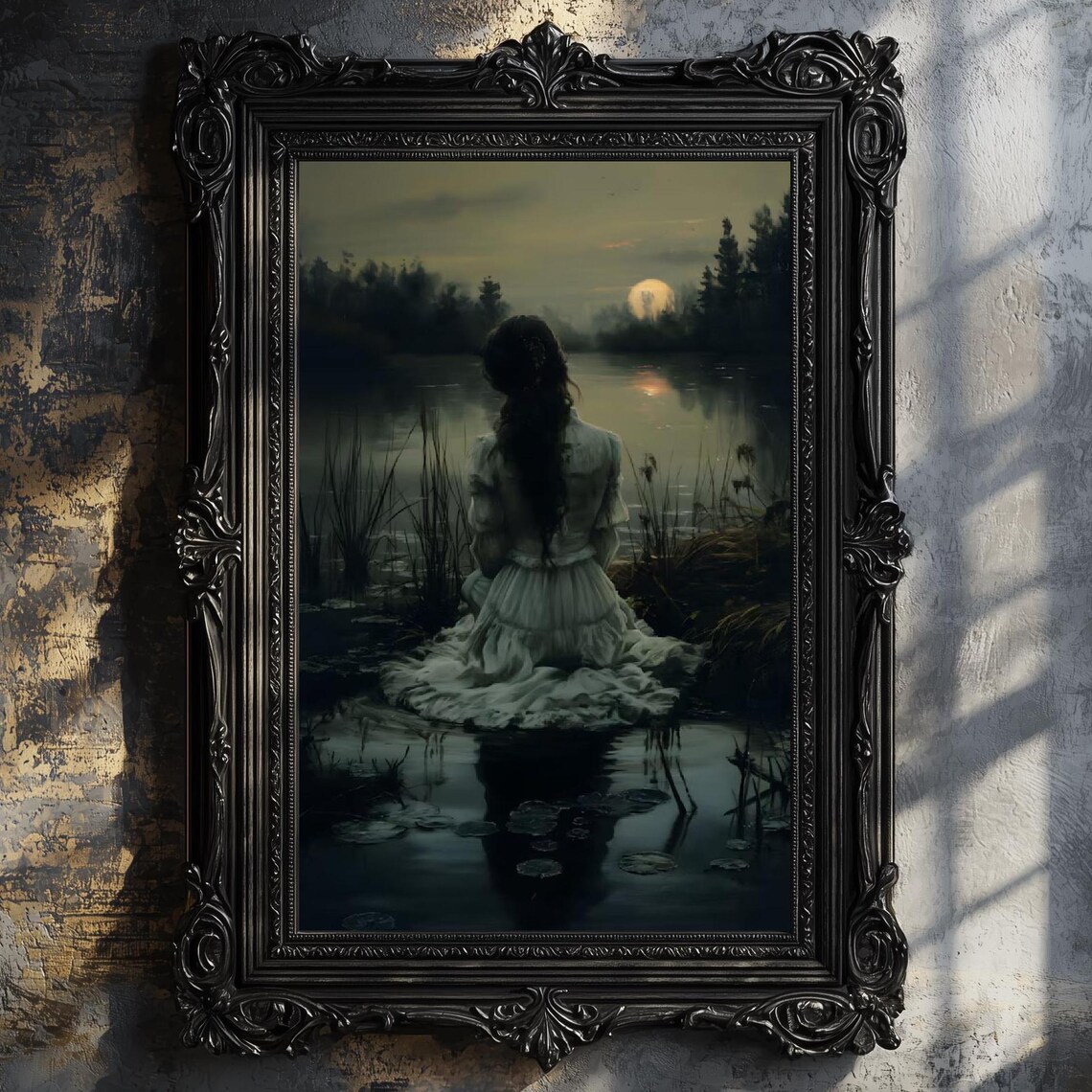 Lake And Moon Dark Academia Gothic Wall Art Print