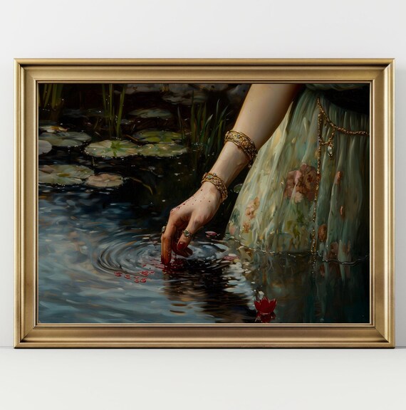 Lady Macbeth Bloody Hands Painting Dark Gothic Home Decor Dark Academia Art Spooky Moody Victorian Wall Art Dark Gothic Decor