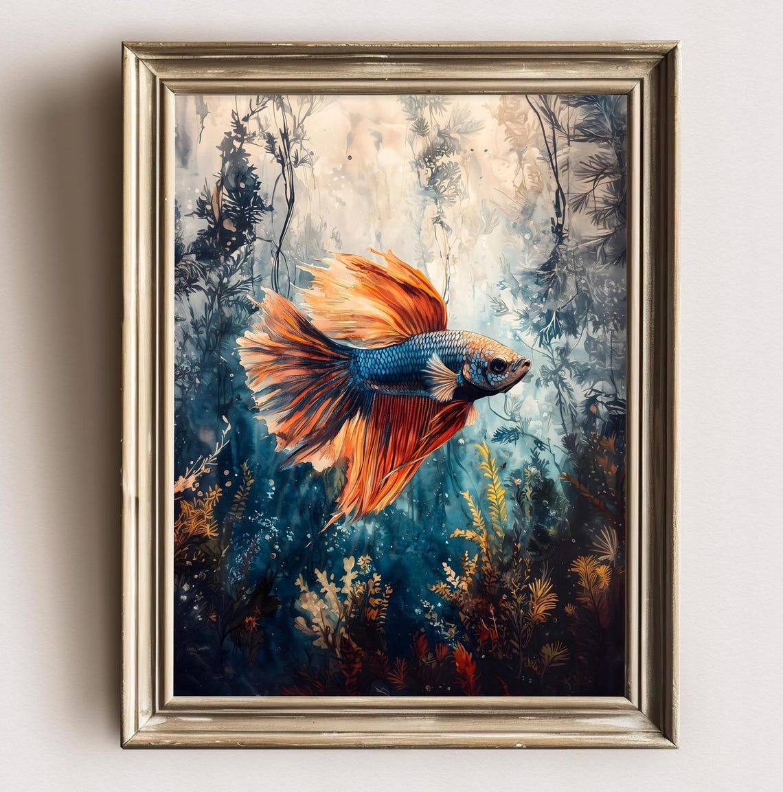 Aquarell Betta Fisch Painting Betta Fish Watercolor Print Of Fish Aquarium Painting Betta Art Aquarium Lover Gift For Betta Fisch Owner - Image 2