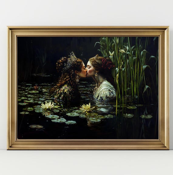 Ophelia Dark Academia Print The Lake Goth Moody Victorian Lesbian Sappho Wall Art Dark Decor Aesthetic Dark Cottagecore Gothic