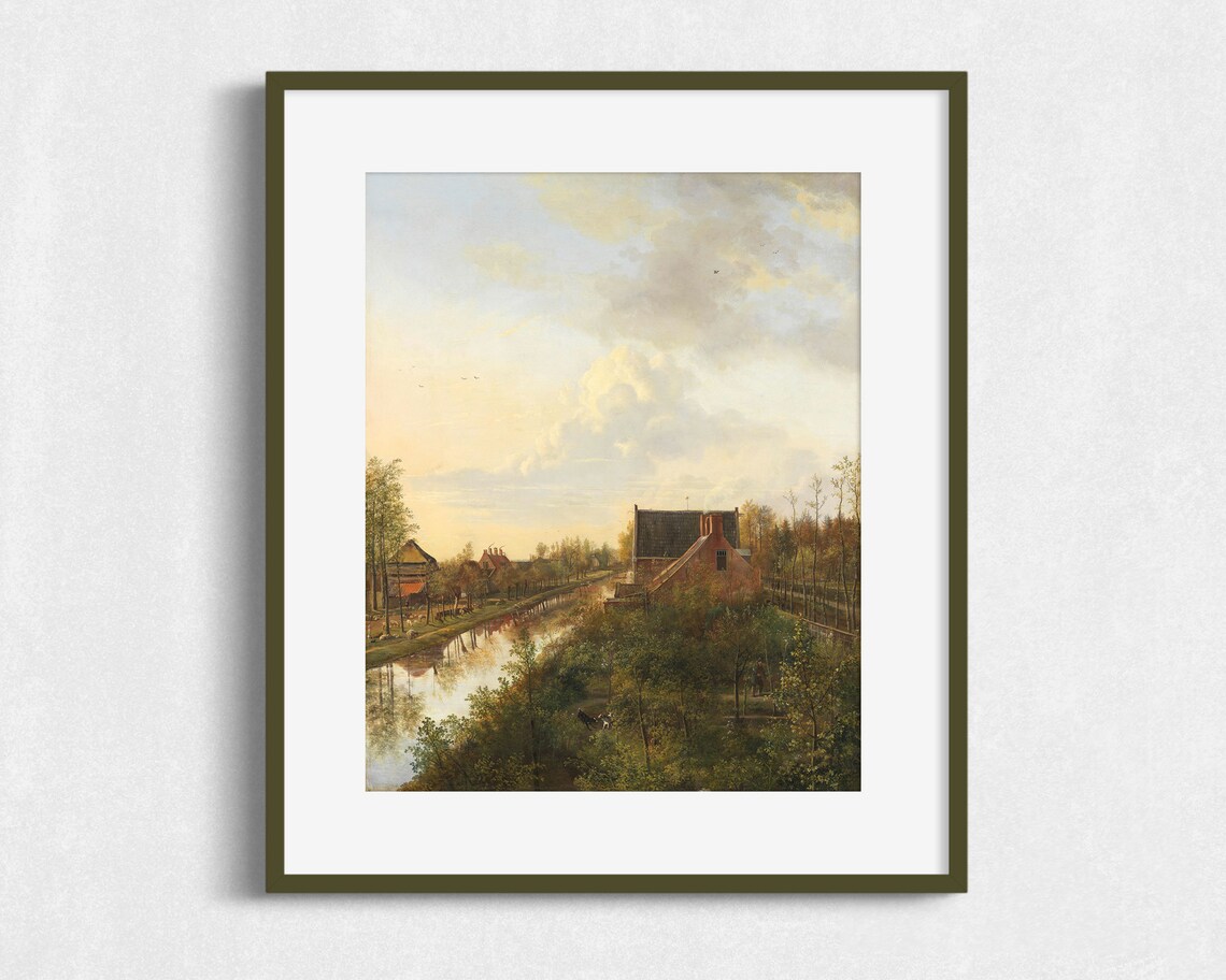 Vintage Vertical Landscape Painting Art Print - Image 2