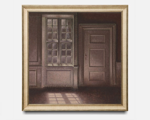 Square Haunted House Painting, Spooky Halloween Art Print