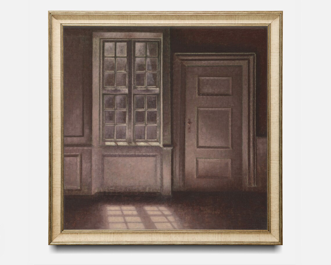 Square Haunted House Painting, Spooky Halloween Art Print