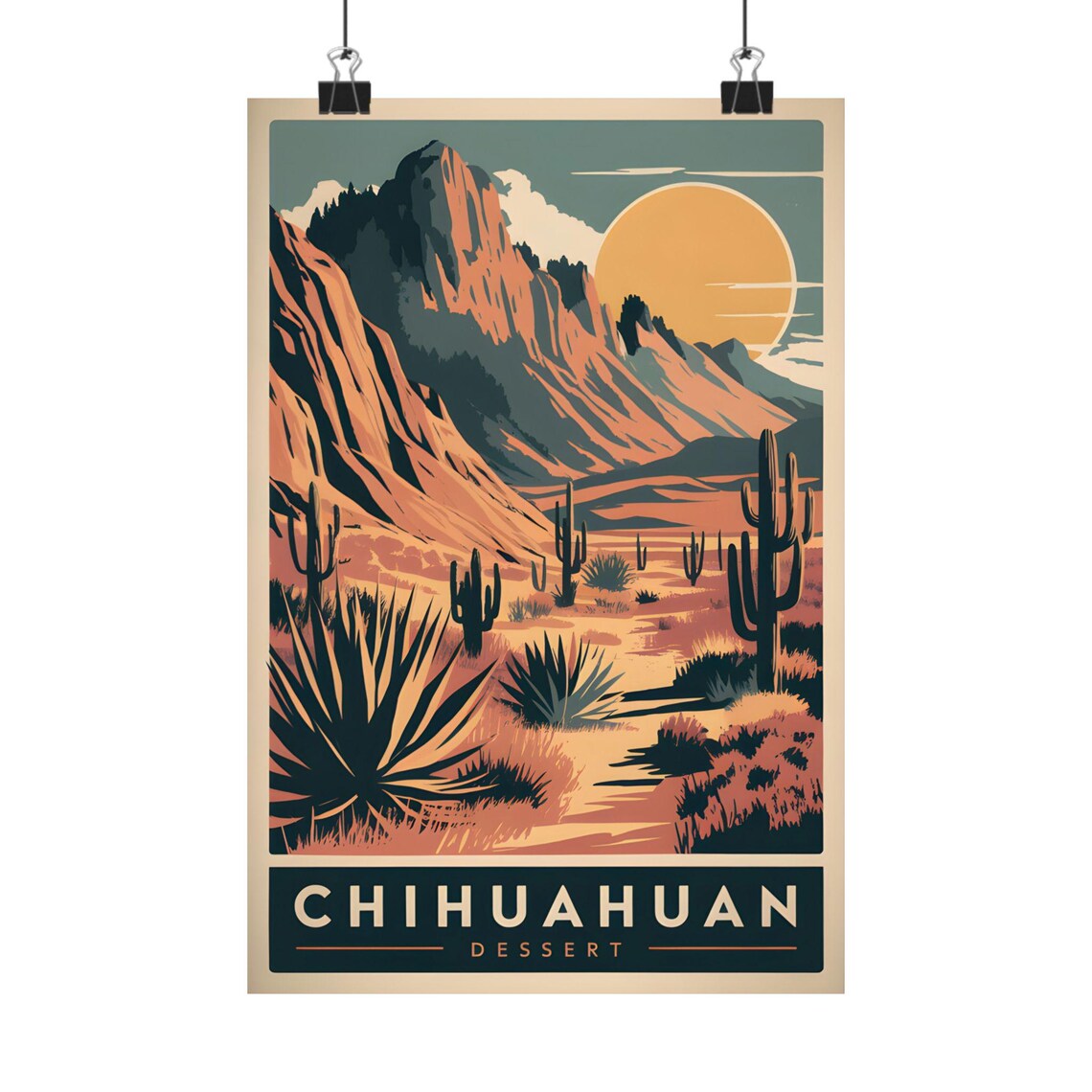 Chihuahuan Desert Vintage Poster, Southwest Landscape