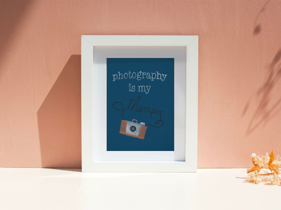 Photography Is My Therapy Camera Lover Gift Quote Art Poster - Image 4