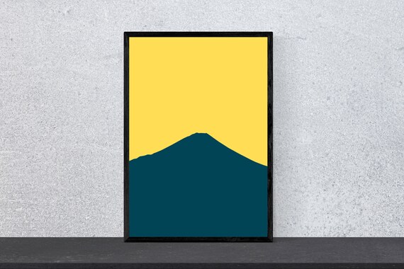 Fuji Poster Mountain Contour Art Print Minimal Modern Wall Art Climbing Mountains Hobby A4 Pop Art