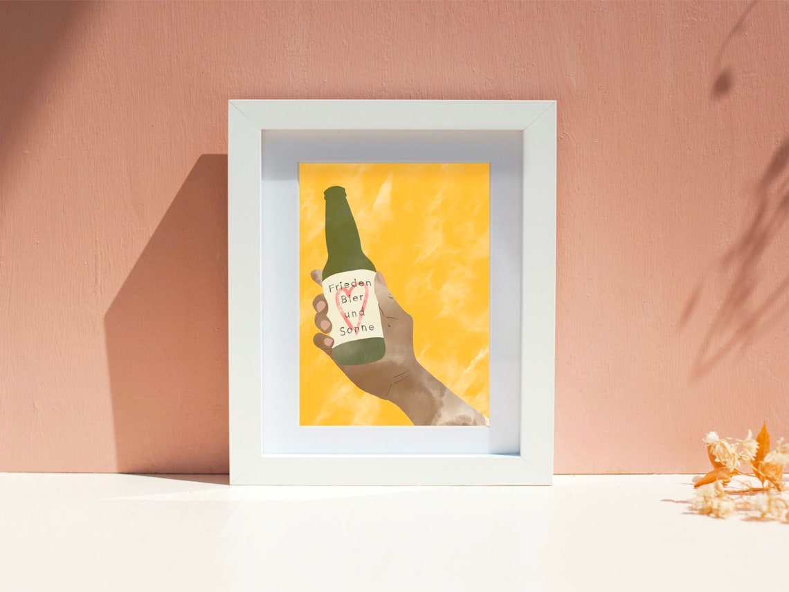 Frieden Bier Und Sonne German Beer Bottle Summer Fun Art Poster - Image 4
